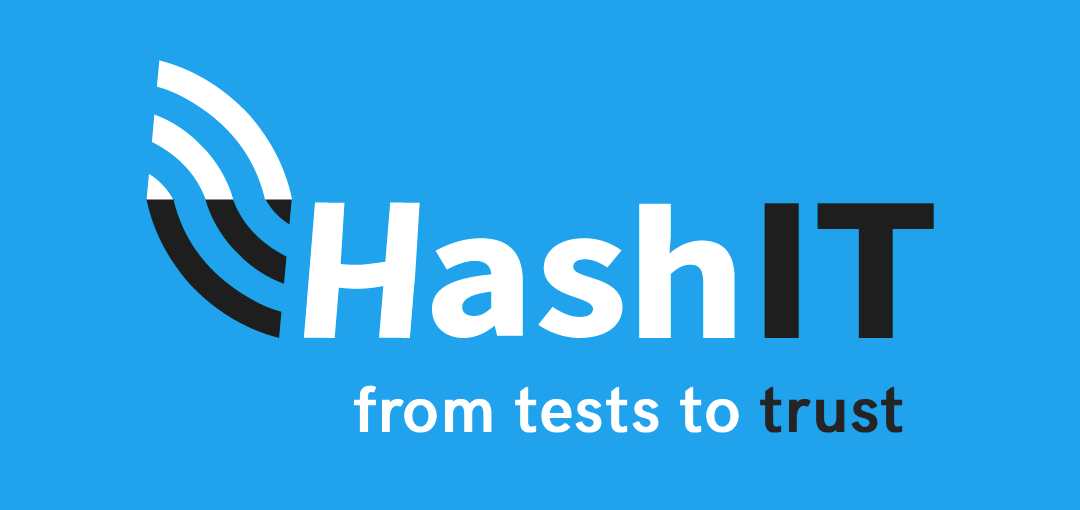 Hashit logo blue bg motto