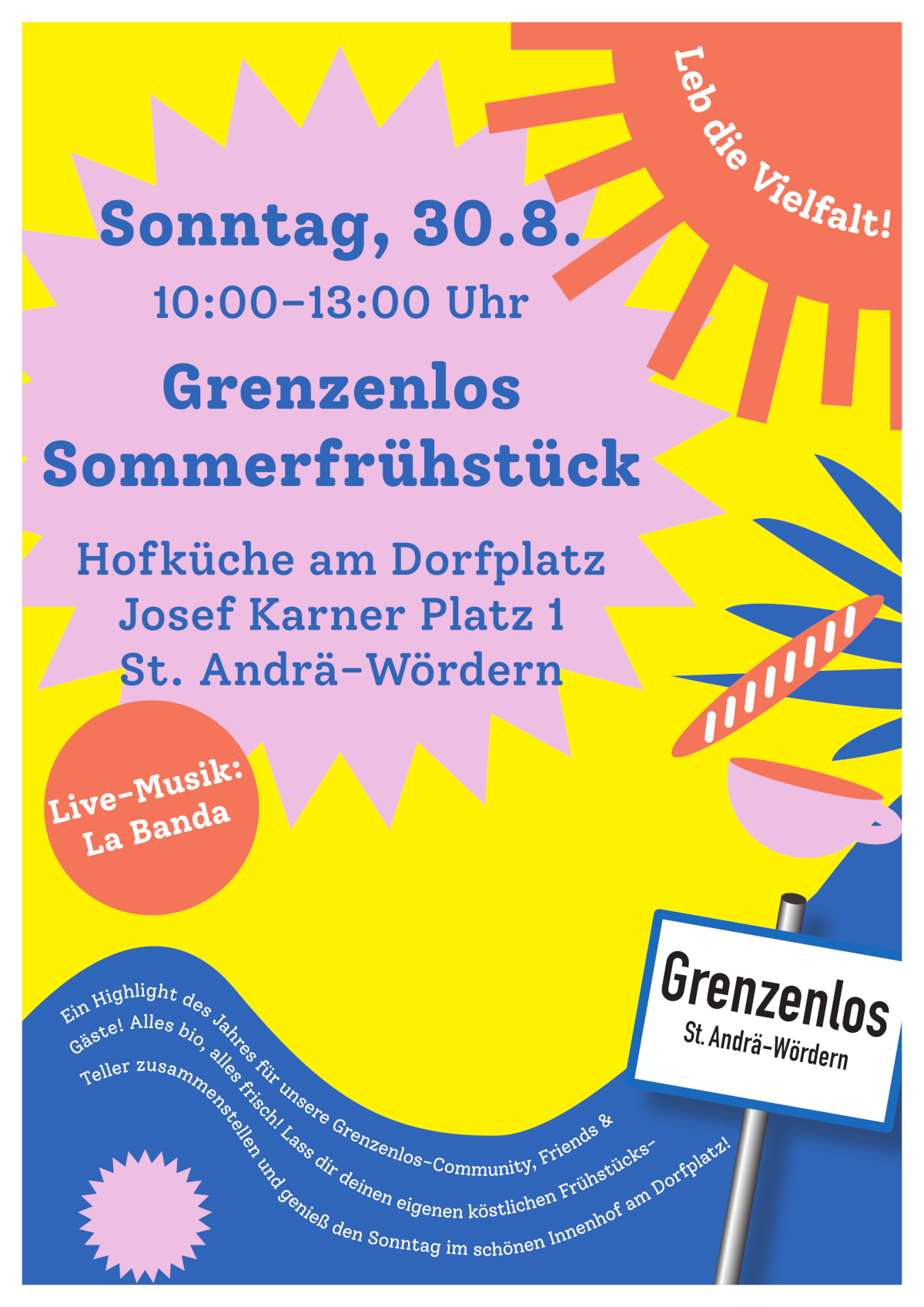 Grenzenlos sommerfrühstück plakat
